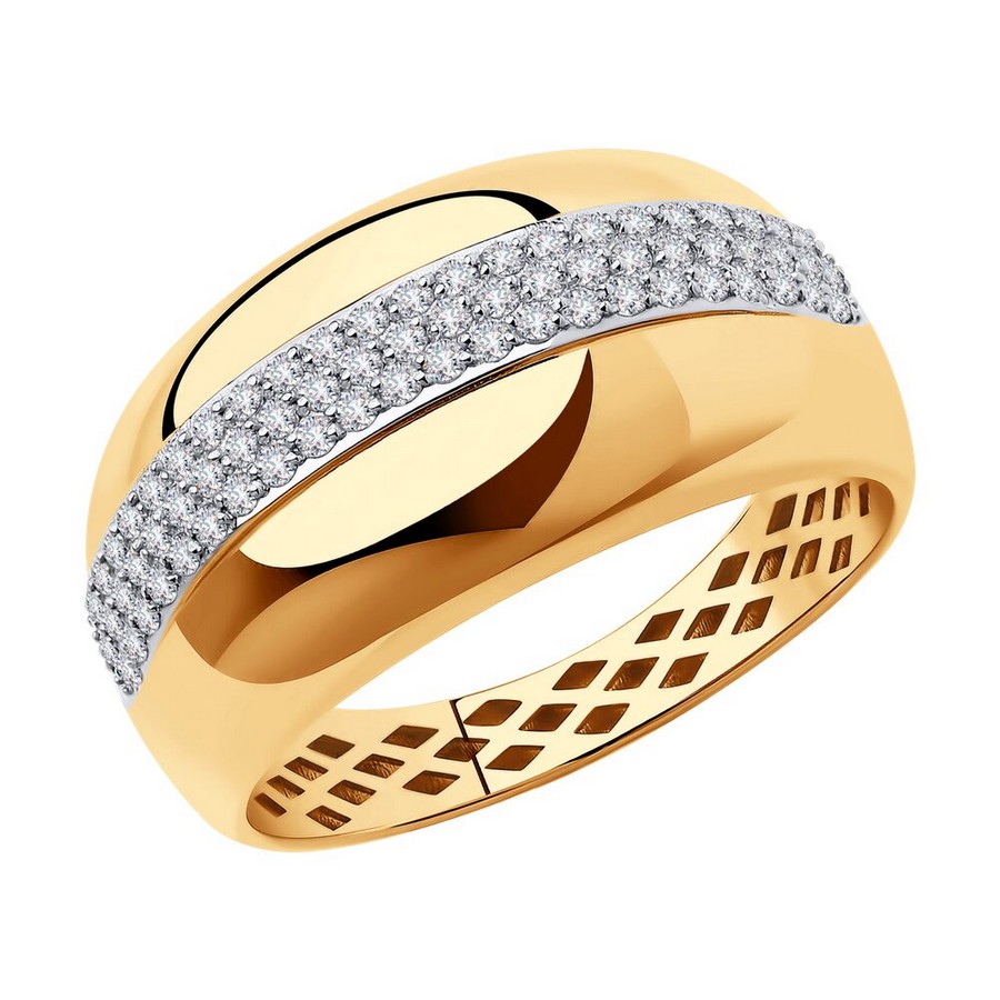 Кольцо, золото, фианит, 018382